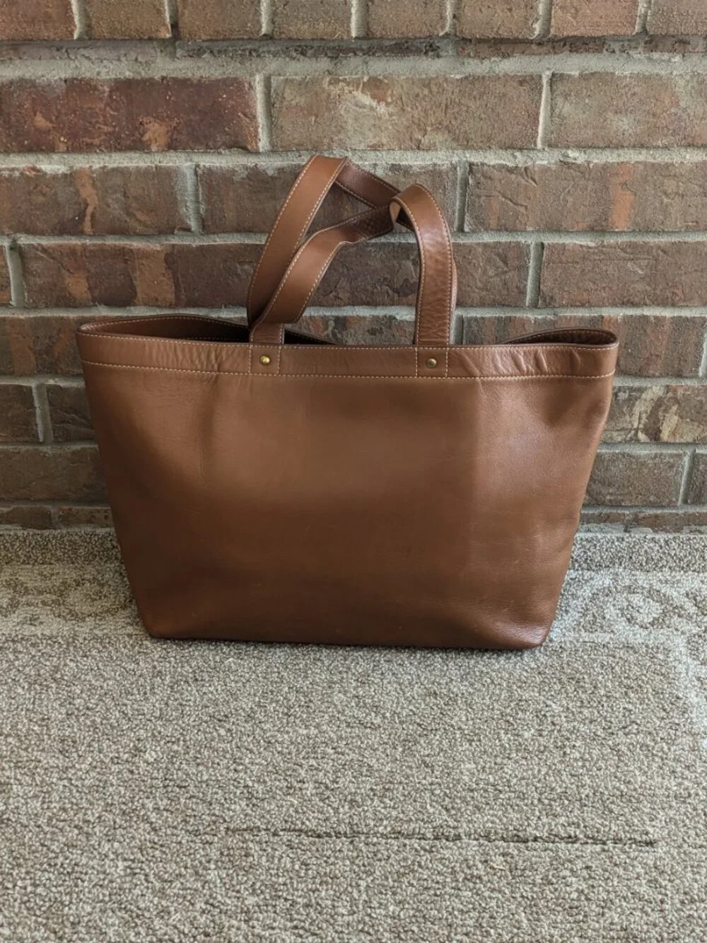 SHINOLA The Pocket East West Tote Leather Tan Cognac Brown Shoulder Bag Purse